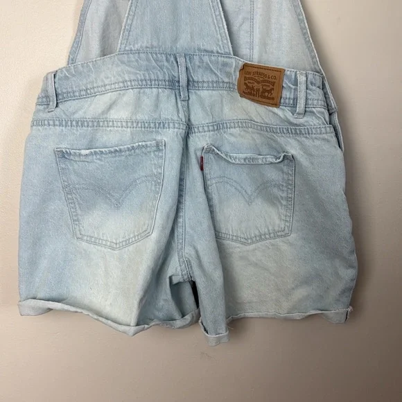 Levi's LITTLE GIRLS DENIM SHORTALLS Blue Denim Overalls with Colorful Straps - Picture 7 of 11